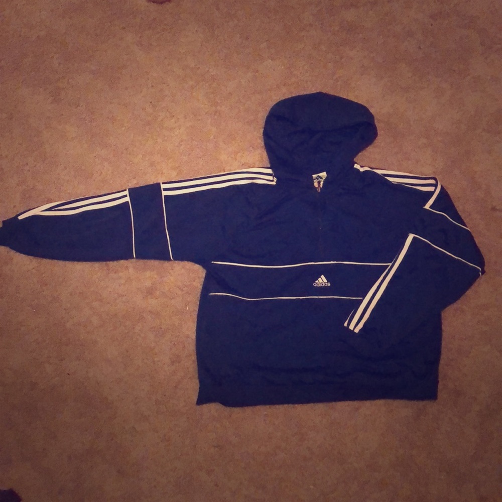 Old-school Vintage Adidas Half Zip Hooded Pullover